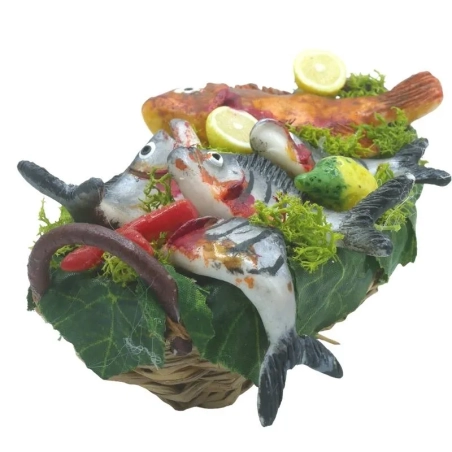 Cestino con pesce fresco in cera 10 cm