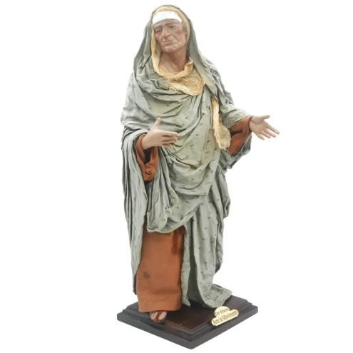 Sibilla Cumana con occhi in vetro e vestiti in stoffa san leucio 35 cm