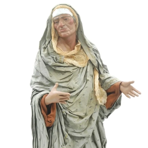 Sibilla Cumana con occhi in vetro e vestiti in stoffa san leucio 35 cm 2