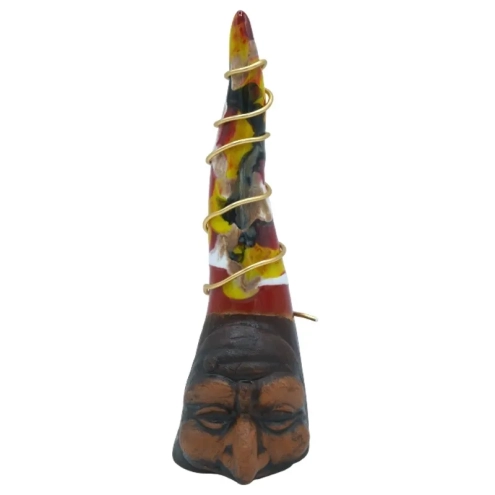 Corno pulcinella multicolore opera in ceramica da tavolo 12 cm