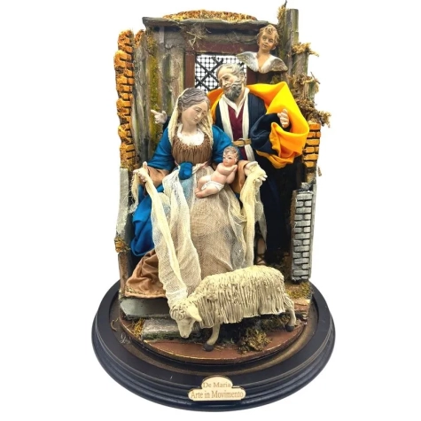 Campana con natività stile 700 napoletano da 40 cm 2