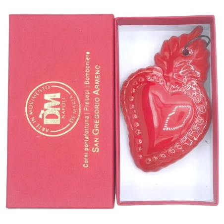 Cuore Sacro in ceramica 9 cm in scatola regalo