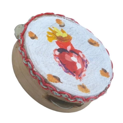 Tamburello da 4.5 cm con dipinto del cuore sacro in scatola regalo