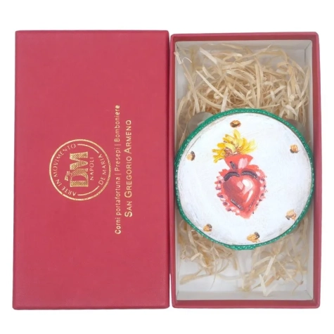 Tamburello da 8 cm con dipinto del cuore sacro in scatola regalo 2