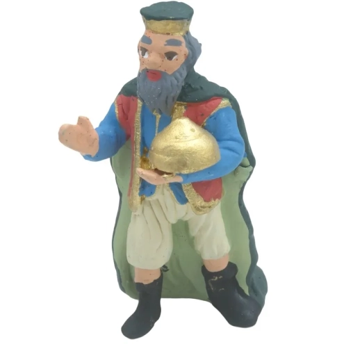 Re Magio con oro in terracotta 7 cm