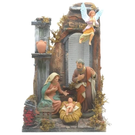 Tempio presepe stile 700 completo di pastori da 15 cm