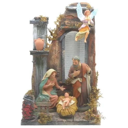 Tempio presepe stile 700 completo di pastori da 15 cm