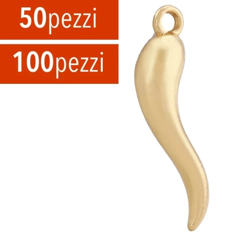 50 o 100 pz Gioiello Corno Ciondolo colore oro 1 cm