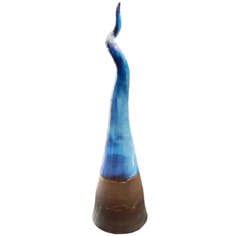 Corno azzurro in ceramica da tavolo 40 cm 2