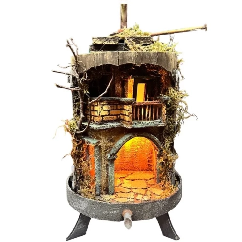 Presepe nel torchio completo di luci 38 cm