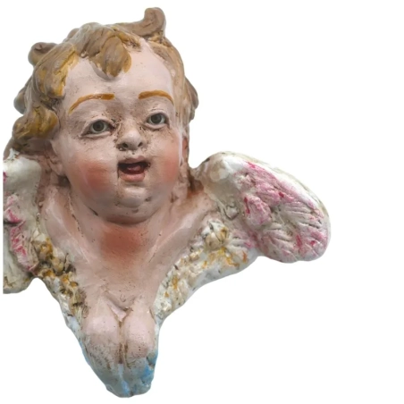 Coppia di Cherubini angeli con occhi in vetro 25-30 cm