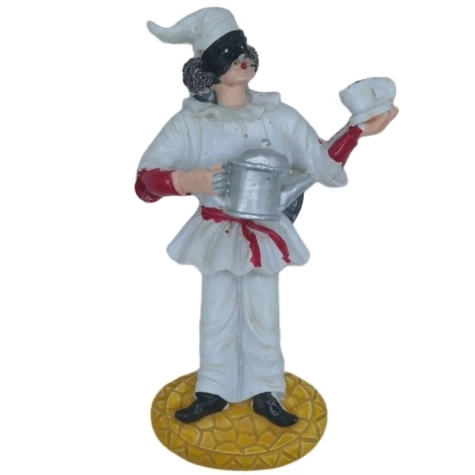 Pulcinella in resina che fa il caffè con magnete 6 cm