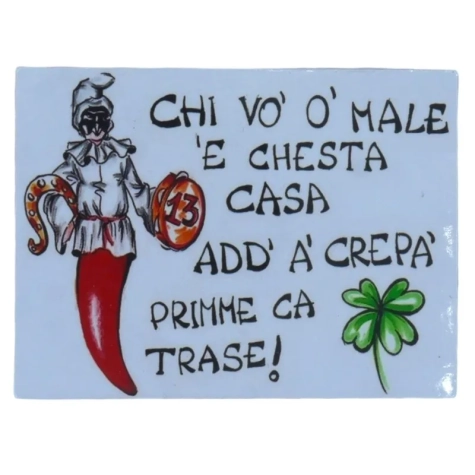 Calamita di Pulcinella con frase scaramantica in legno 6 cm
