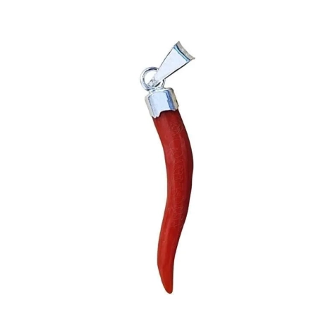 Gioiello Ciondolo con corno in corallo 4 cm in scatola regalo 2