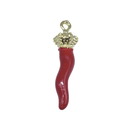 Ciondolo corno in metallo 2 cm con scatola regalo