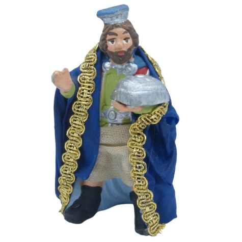 Re Magio con incenso vestito in stoffa 7 cm