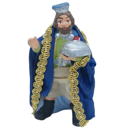 Re Magio con incenso vestito in stoffa 7 cm
