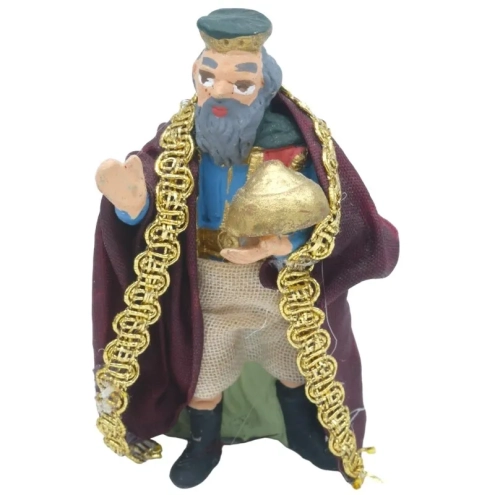 Re Magio con oro vestito in stoffa  7 cm