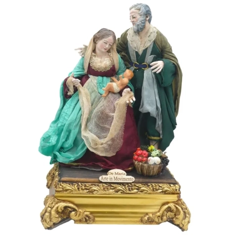 Natività stile 700 con occhi in vetro e vestiti San Leucio 25 o 35 cm