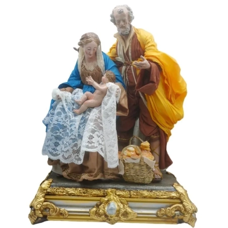 Antica Natività stile 700 con occhi in vetro e vestiti San Leucio 25 o 35 cm