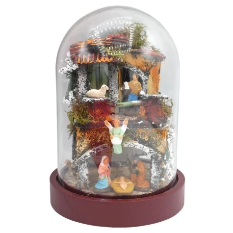 Presepe in campana 15 cm con pastori 2 cm
