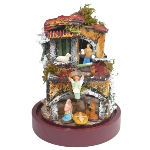 Presepe in campana 15 cm con pastori 2 cm