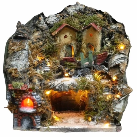 Presepe completo forno e luci 17 cm