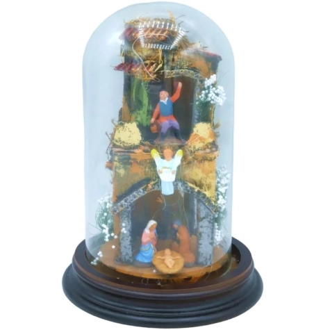 Presepe in campana 15 cm con pastori 2 cm