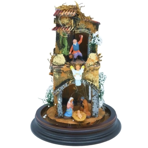 Presepe in campana 15 cm con pastori 2 cm 2