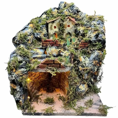 Presepe completo di luci 35 cm