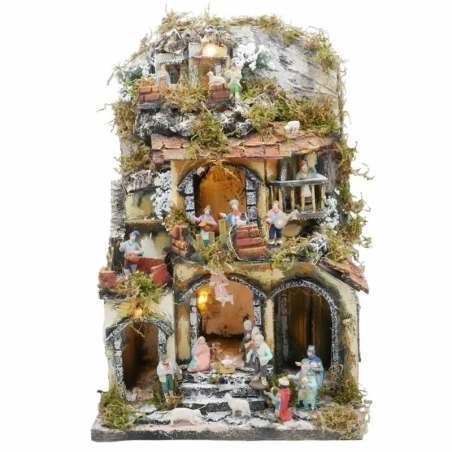 Presepe borgo completo di luci e pastori 35 cm
