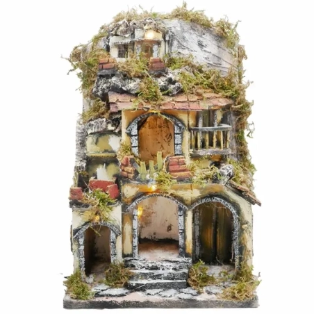 Presepe borgo completo di luci e pastori 35 cm