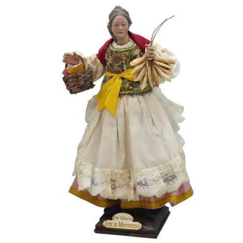 Giovane Popolana con occhi in vetro e vestiti in stoffa san leucio 25 cm