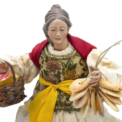 Giovane Popolana con occhi in vetro e vestiti in stoffa san leucio 25 cm 2