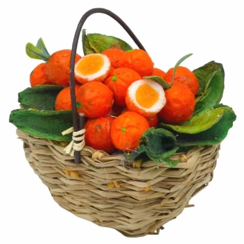 Cesto con arance in cera per pastori da 20 a 25 cm