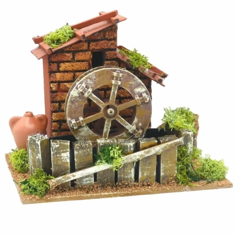 Mulino ad acqua in sughero con ruota frontale 15 cm