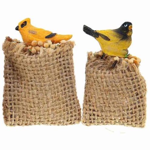 Set da 2 Pappagalli su sacchi di grano pastori da 7 a 12 cm