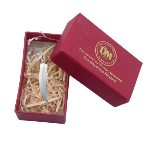 Gioiello Ciondolo con corno bianco in corallo 4 cm 2