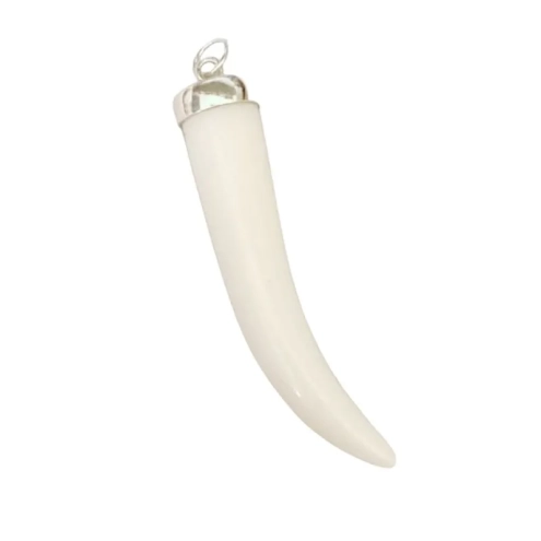 Gioiello Ciondolo con corno bianco in corallo 4 cm in scatola regalo