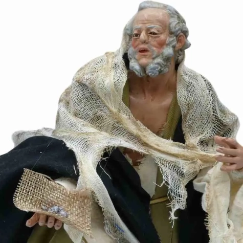 Mendicante con vestiti in stoffa san leucio ed occhi in vetro 25 cm 2