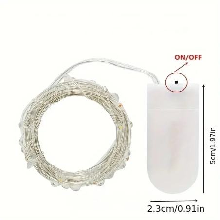 stringa da 20 fibre ottiche Led bianco caldo impermeabile