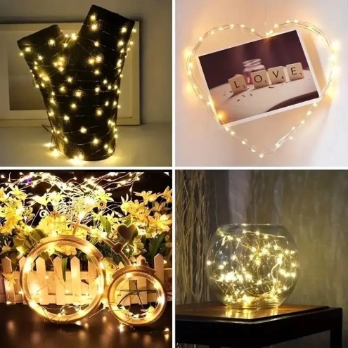 stringa da 20 fibre ottiche Led bianco caldo impermeabile