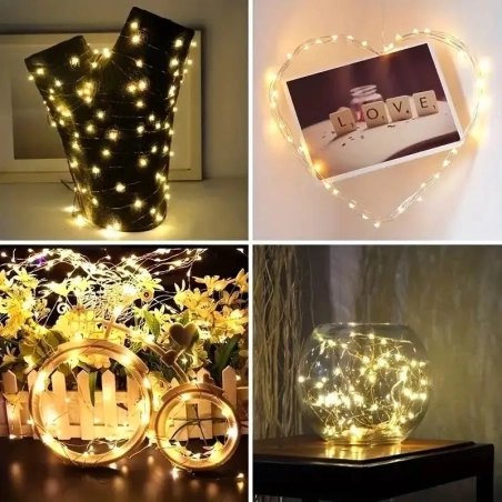stringa da 20 fibre ottiche Led bianco caldo impermeabile