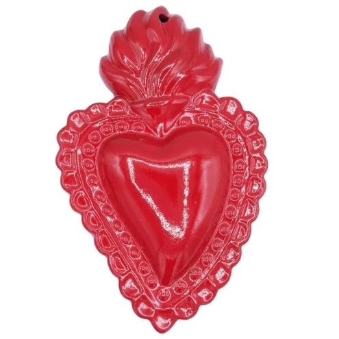Cuore sacro rosso in ceramica 15 o 20 cm
