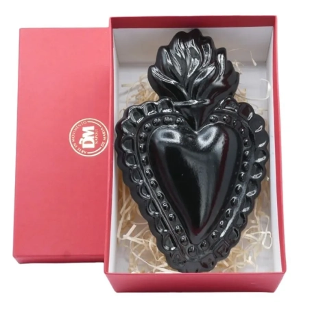 Cuore sacro nero in ceramica 15 o 20 cm