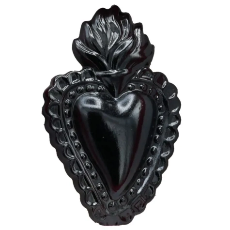 Cuore sacro nero in ceramica 15 o 20 cm