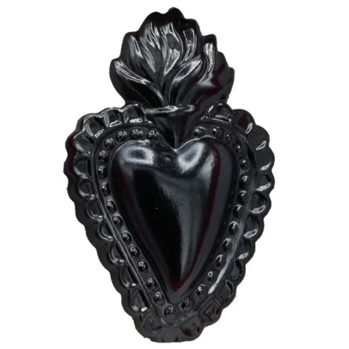 Cuore sacro nero in ceramica 15 o 20 cm
