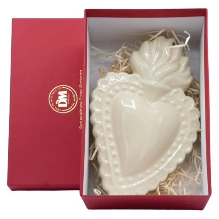 Cuore sacro bianco in ceramica 15 o 20 cm