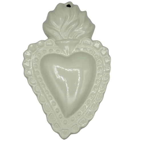 Cuore sacro bianco in ceramica 15 o 20 cm