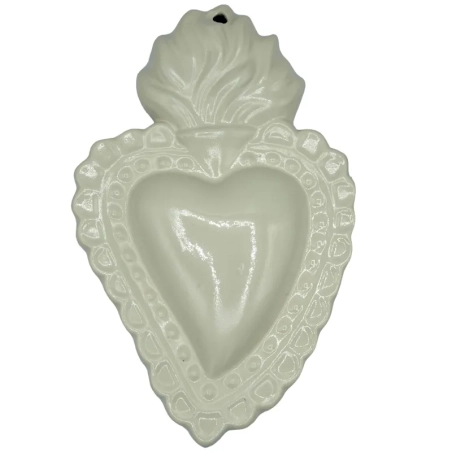 Cuore sacro bianco in ceramica 15 o 20 cm